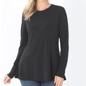 ZENANA Black Long Sleeved Tunic Top Size Small NWT